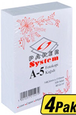 System A5 80 Gram Fotokopi Kağıdı 4 Paket (2000'li)