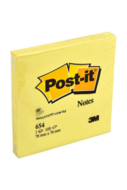 3M Post-it 654Y Yapışkanlı Not Kağıdı 76 mm x 76 mm Sarı 100 Yaprak