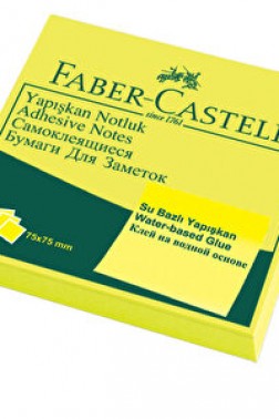 Faber-Castell Yapışkanlı Not Kağıdı 75 mm x 75 mm Fosforlu Sarı 80 Yaprak