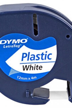 Dymo Letratag Plastik Etiket 12 mm x 4 m Beyaz