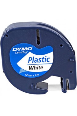 Dymo Letratag Plastik Etiket 12 mm x 4 m Beyaz