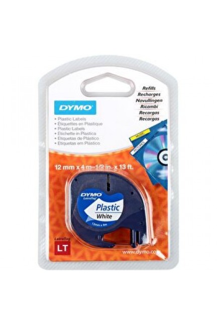 Dymo Letratag Plastik Etiket 12 mm x 4 m Beyaz