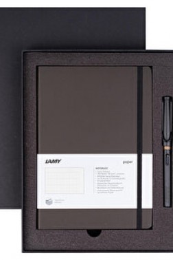 Lamy B3MS-17M Sert Kapak Defter A5 96 Yaprak Çizgili Siyah ve Safari Dolma Kalem Siyah