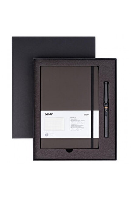 Lamy B3MS-17M Sert Kapak Defter A5 96 Yaprak Çizgili Siyah ve Safari Dolma Kalem Siyah