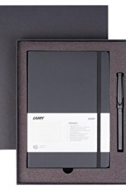 Lamy B3S-317 Yumuşak Kapak Defter A5 96 Yaprak Çizgili Siyah ve Safari Roller Kalem Mat Siyah