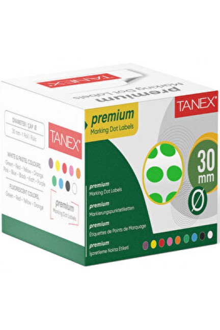 Tanex 30 mm Nokta Etiketi Kırmızı 1 Rulo 2500'li