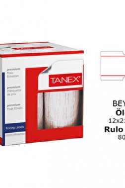 Tanex Motex Çizgili Beyaz 12 mm x 21 mm Fiyat Etiketi 24'lü Paket