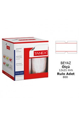 Tanex Motex Çizgili Beyaz 12 mm x 21 mm Fiyat Etiketi 24'lü Paket