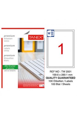 Tanex Tw-2001 Beyaz Etiket 199.6 mm x 289.1 mm