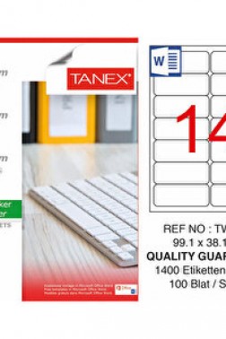 Tanex Tw-2014 Beyaz Etiket 99.1 mm x 38.1 mm