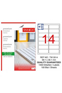 Tanex Tw-2014 Beyaz Etiket 99.1 mm x 38.1 mm