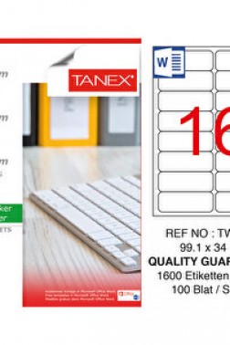 Tanex Tw-2016 Beyaz Etiket 99.1 mm x 34 mm