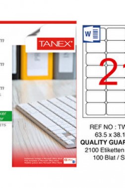 Tanex Tw-2021 Beyaz Etiket 63.5 mm x 38.1 mm