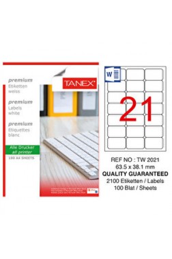 Tanex Tw-2021 Beyaz Etiket 63.5 mm x 38.1 mm