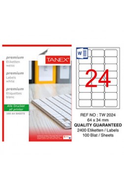 Tanex Tw-2324 Beyaz Adres ve Posta Etiketi 70 mm x 35 mm