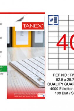 Tanex Tw-2040 Beyaz Adres ve Posta Etiketi 52.5 mm x 29.7 mm